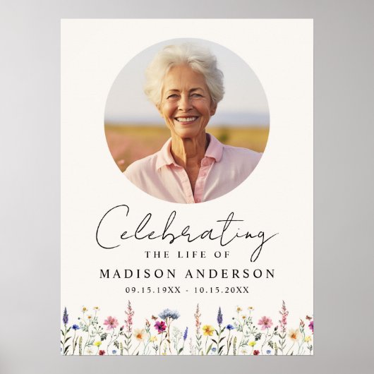 Elegante Wildblume Cream Foto Feier des Lebens Poster (Vorne)