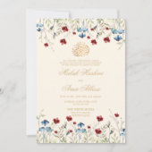Elegante Wildblume Cream Islamische Hochzeit Einladung (Vorderseite)