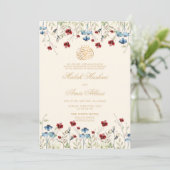Elegante Wildblume Cream Islamische Hochzeit Einladung (Stehend Vorderseite)