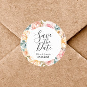 Elegante Wildblume Custom Wedding Save the Date Runder Aufkleber