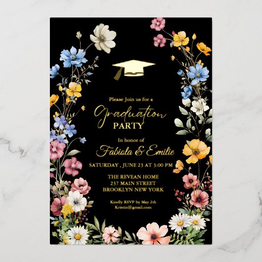 Elegante Wildblume Der Park der Villa Negroni, Vez Folieneinladung (Vorderseite)