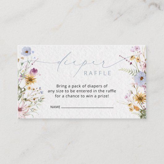 Elegante Wildblume Diaper Raffle Enclosure Card Begleitkarte (Vorderseite)