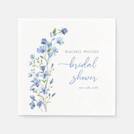 Elegante Wildblume Dusty Blue Brautparty Serviette