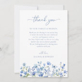 Elegante Wildblume Dusty Blue Wedding Dankeskarte (Vorderseite)