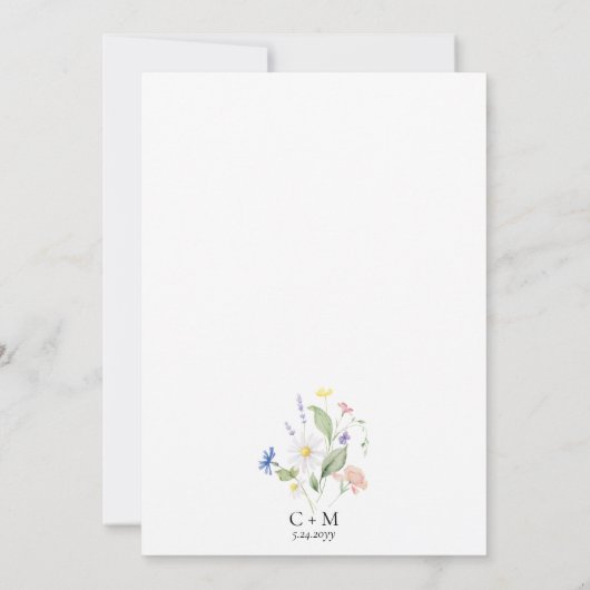 Elegante Wildblume Ehe Verlobung Einladung (Rückseite)