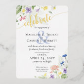 Elegante Wildblume Ehe Verlobung Folieneinladung (Vorderseite)