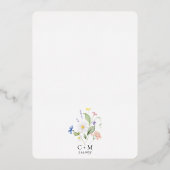 Elegante Wildblume Ehe Verlobung Folieneinladung (Rückseite)