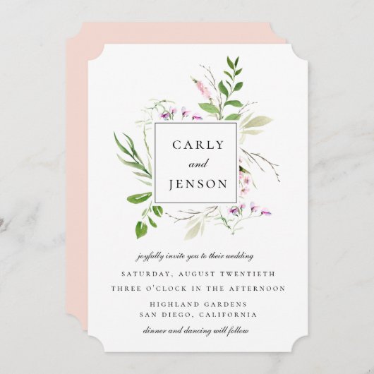 Elegante Wildblume Einladung (Vorne/Hinten)