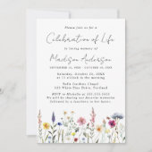 Elegante Wildblume Feier zur Beerdigung des Lebens Einladung (Vorderseite)