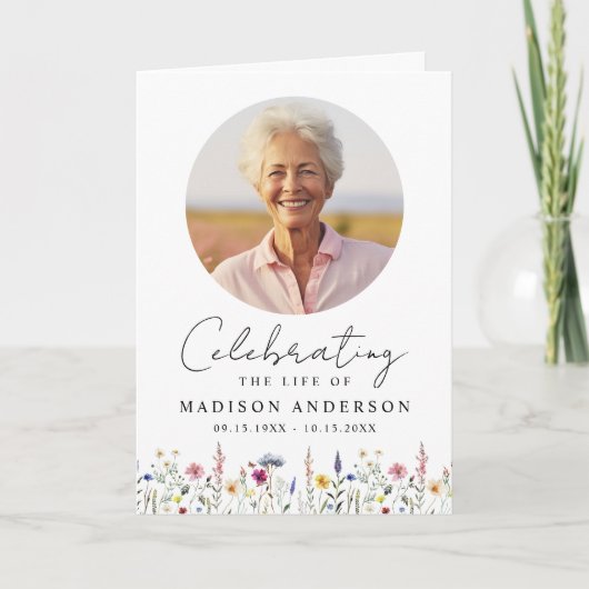 Elegante Wildblume Feier zur Beerdigung des Lebens Programm (Vorderseite)