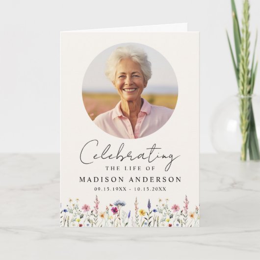 Elegante Wildblume Feier zur Beerdigung des Lebens Programm (Vorderseite)