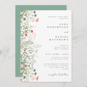 Elegante Wildblume Field Wedding Einladung