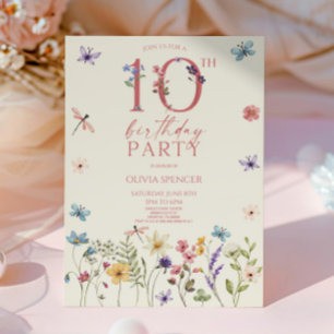 Elegante Wildblume Floral 10. Geburtstagsparty Einladung