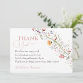 Elegante Wildblume Floral Baby Dusche Dankeskarte (Stehend Vorderseite)