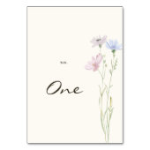 Elegante Wildblume Floral Beige Hochzeit Tischnummer (Rückseite)