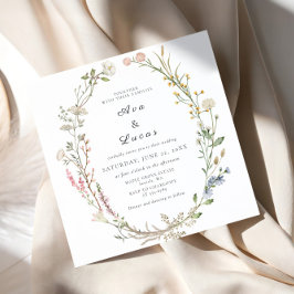 Elegante Wildblume Floral Wedding Garden Grüne Einladung