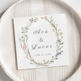 Elegante Wildblume Floral Wedding Garden Grüne Serviette