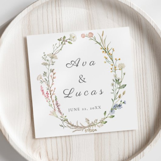 Elegante Wildblume Floral Wedding Garden Grüne Serviette