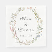 Elegante Wildblume Floral Wedding Garden Grüne Serviette (Vorderseite)