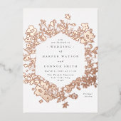 Elegante Wildblume Florals Hochzeit Real Rose Folieneinladung (Vorderseite)