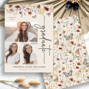 Elegante Wildblume Foto Graduate Ankündigung