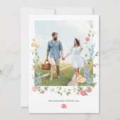 Elegante Wildblume Foto Hochzeit Save The Date (Rückseite)