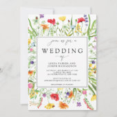 Elegante Wildblume Frame Calligrafy Wedding Einladung (Vorderseite)