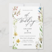 Elegante Wildblume Frame Calligrafy Wedding Einladung (Vorderseite)