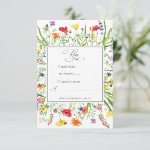 Elegante Wildblume Frame Wedding Response Card RSVP Karte