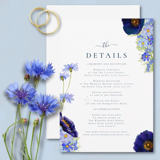 Elegante Wildblume für Hochzeiten Begleitkarte