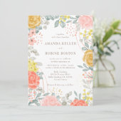 Elegante Wildblume Garden Hochzeit Einladung (Stehend Vorderseite)