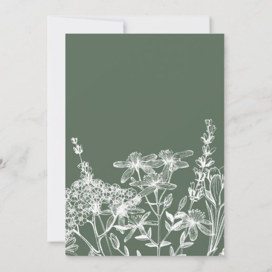 Elegante Wildblume Garden Script Einladung Hochzei (Rückseite)