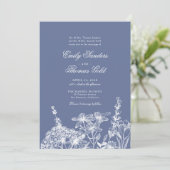 Elegante Wildblume Garden Script Hochzeit Einladung (Stehend Vorderseite)