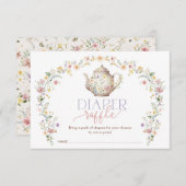 Elegante Wildblume Garden Tea Party Windeln Raffle Begleitkarte (Vorne/Hinten)