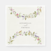 Elegante Wildblume Garden Wreath Wedding Serviette (Vorderseite)