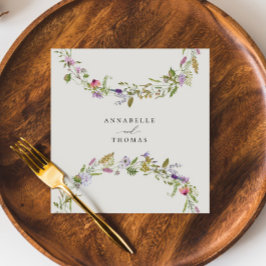 Elegante Wildblume Garden Wreath Wedding Serviette