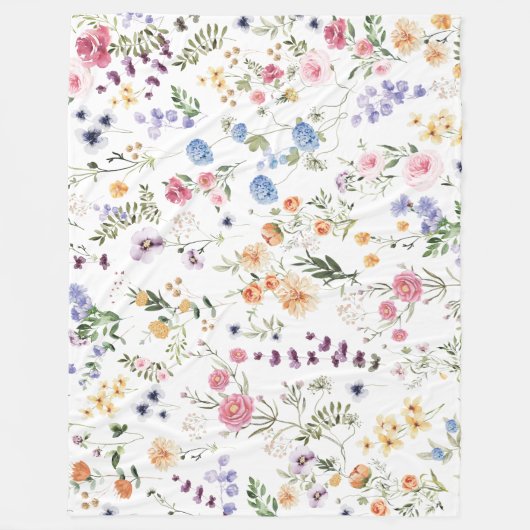 Elegante Wildblume Gartenanlage Fleecedecke (Vorderseite)