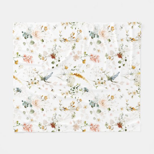 Elegante Wildblume Gartenanlage Fleecedecke (Vorderseite (Horizontal))