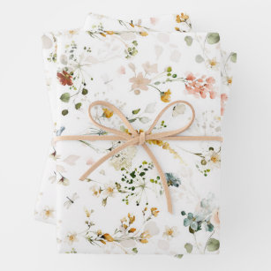 Elegante Wildblume Gartenanlage Geschenkpapier Set