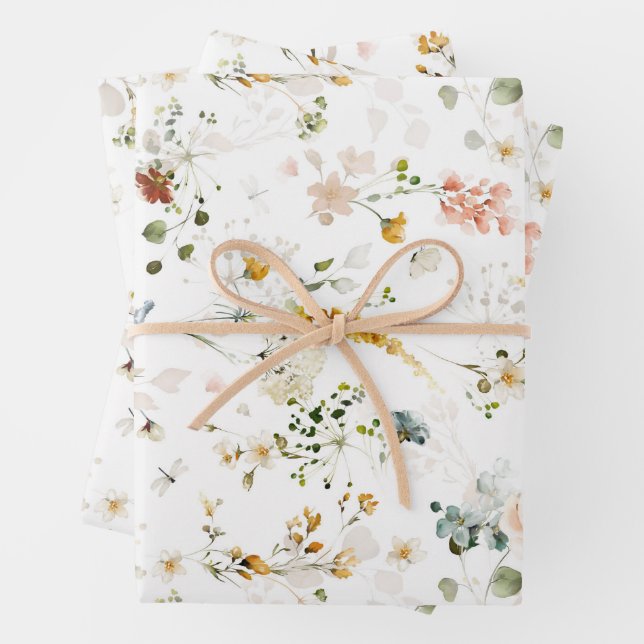 Elegante Wildblume Gartenanlage Geschenkpapier Set (Beispiel)