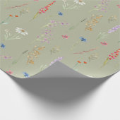 Elegante Wildblume Gartengarten Grün Geschenkpapier (Ecke)