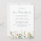 Elegante Wildblume Geburtstag Einladung (Vorderseite)