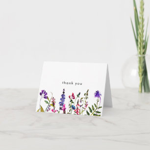 Elegante Wildblume gefaltet Dankeskarte