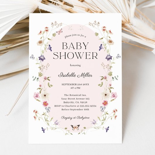 Elegante Wildblume Girl Baby Shower Einladung