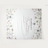 Elegante Wildblume Girl Baptism Foto Hintergrund Wandteppich (Vorderseite (Horizontal))