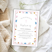Elegante Wildblume Girl Christening Taufe