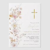 Elegante Wildblume Girl Taufen Christening Pergament Einladungen (Vorderseite)