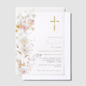 Elegante Wildblume Girl Taufen Christening Pergament Einladungen (Versetzt)