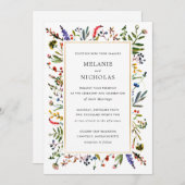 Elegante Wildblume + Golddecke Einladung (Vorne/Hinten)