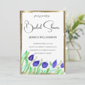 Elegante Wildblume Golden Bridal Dusche Einladung (Stehend Vorderseite)